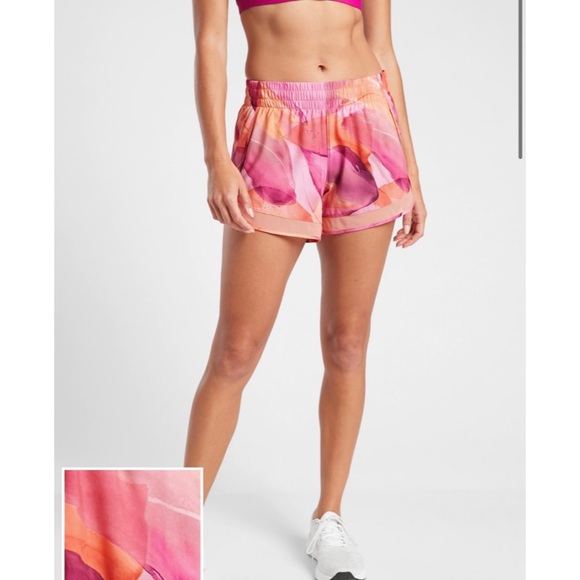 Athleta Printed Mesh Racer Run Shorts Training Running Athletic - Picture 4 of 11